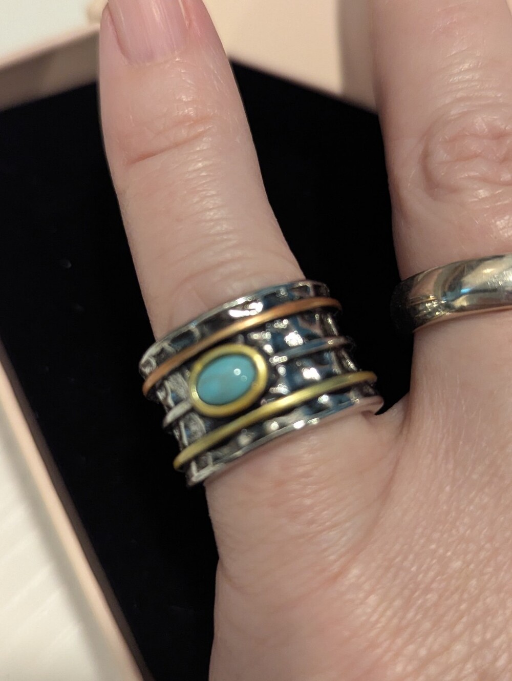Turquoise Multi-Band Mixed Metal Statement Ring